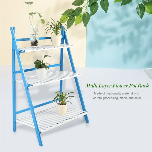 Polar Aurora Plant Flower Stand Rack Shelf 3-Tier Bamboo Foldable Pot Racks Planter Organizer Display Shelves